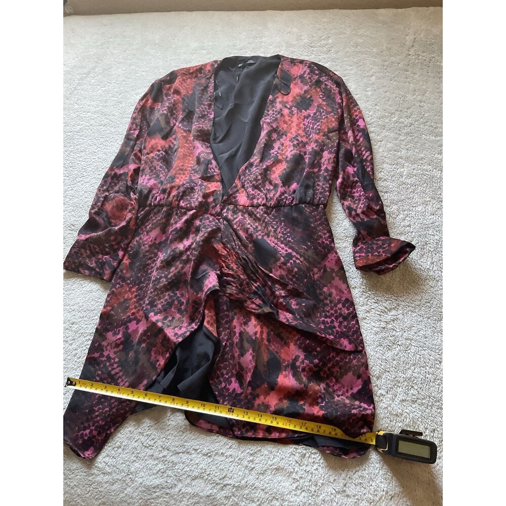 Zara Women’s Snake Print Wrap Long Sleeve Dress Size XL Black/Pink